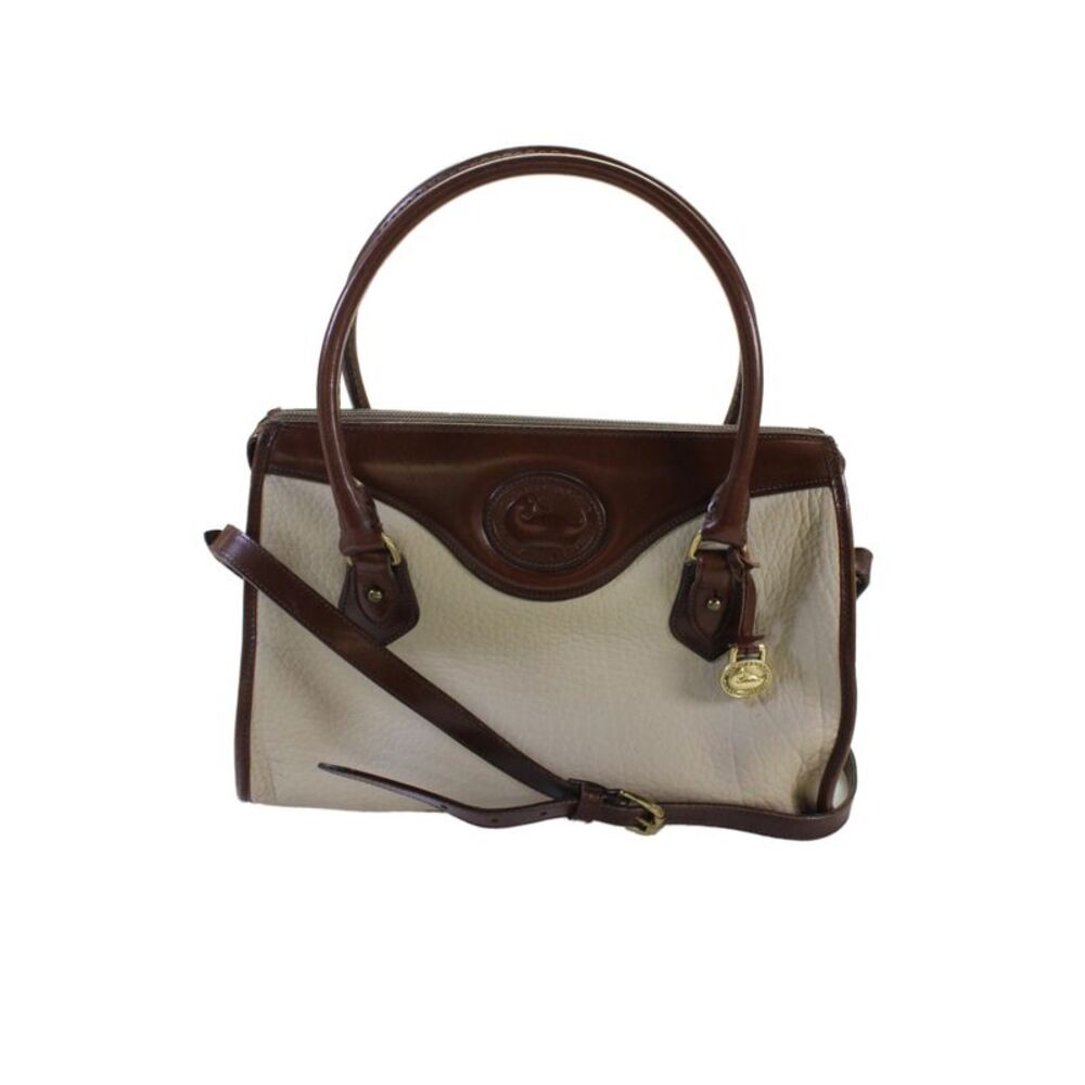 Dooney & Bourke Womens Leather All Weather Top Handle Handbag Beige Brown